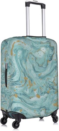 Чохол для валізи Азурит, блакитно-зелений з золотистим малюнком Олійний мармур, еластичний, миючий, захист від подряпин, для дітей та дорослих (45,753,3 см)