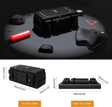 Органайзер для багажника ErgoCar, сумка для автомобіля з оксфорду, трьохсекційний, складаний, великої місткості, для авто/позашляховика/вантажівки (чорний, 70 л з бічними кишенями) Чорний 70л з бічними кишенями