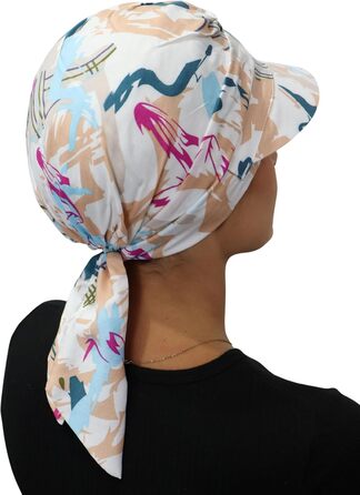 Головний убір Deresina, шарф-козир, шапка, хіміотерапевтичний головний убір для літа, захист від сонця, бавовняні шарфи, головний убір від випадіння волосся, повне покриття голови, м&39який, легкий, нековзний, складний, кремова кольорова палітра