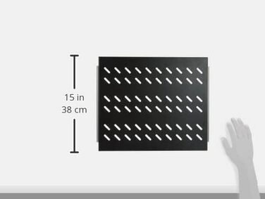 Розсувна полиця DIGITUS - 19 дюймів - 1U - Монтаж спереду та ззаду - Вантажопідйомність 25 кг - Для мережевих шаф та серверних стійок - Глибина шафи від 600 мм - Чорний, глибина 368 мм, чорний