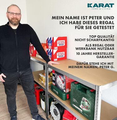 Надміцний стелаж KARAT, 180 x 90 x 60 см, безболтовий стелаж, підвальний стелаж, металевий стелаж - виготовлений зі сталі - 5 регульованих полиць (оцинкованих) 180 x 90 x 60 см сріблястий