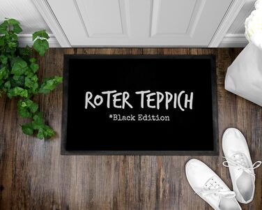 Забавний килимок для дверей з написом - Червона доріжка - Чорне видання - Голлівуд, Лос-Анджелес - Нековзний та миється - 60x40 см, 3