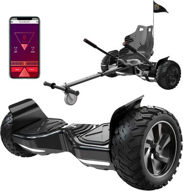 Гіроскутер RCB SUV з сидінням – позашляховий 8,5" Hummer Hoverkart Go Kart з Bluetooth та додатком, самобалансуючий для дітей, чорний