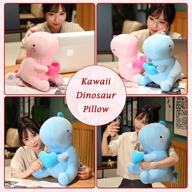 Динозавр М&39яка іграшка, люблячі м&39які плюшеві іграшки динозавра з серцем, що тримає на День святого Валентина, солодкий романтичний подарунок на річницю та день народження для її дівчаток, хлопчиків, дівчинки, рожевий 30 см, рожевий люблячий динозавр 