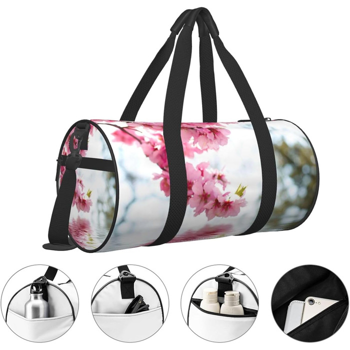 Спортивна сумка-мішок для подорожей з весняним природним принтом, чорна, універсальний розмір, дорожня сумка
