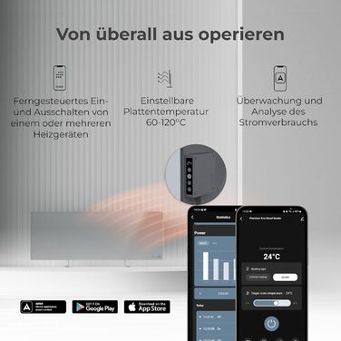 Інфрачервоний обігрівач AENO LED Smart Panel з терморегулятором, WiFi - 700 Вт інфрачервоний енергозберігаючий, настінний або окре