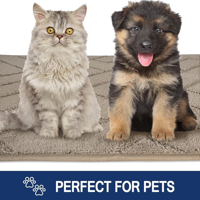 Килимок для внутрішнє використання, що вловлює бруд, 86 x 150 см, нековзний килимок для дверей, що миється, абсорбуючий вхідний килимок, килимок для собак, вхід, передні двері та коридор 86 x 150 см (прямокутний) темно-бежевий