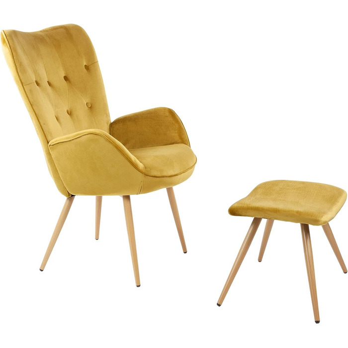 Крісло-гойдалка ALBATROS York з підніжкою Зручне оксамитове крісло та крісло-реклайнер золотого кольору Вінтажне крісло для читання та крісло-ліжко для вітальні Сертифіковане крісло для відпочинку SGS