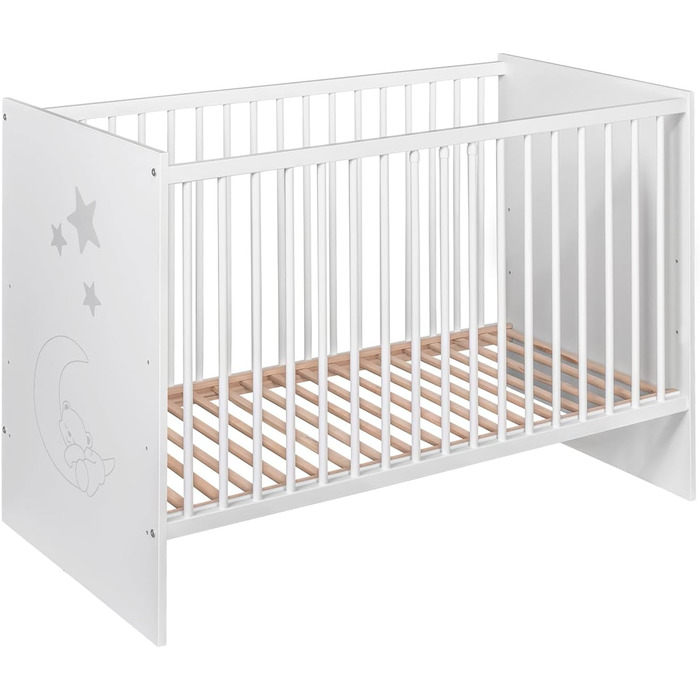 Дитяче ліжечко/ліжечко для малюків Paula 120x60 см Масив бука Регулювання висоти у 3 напрямках 3 знімні перекладини EN 716