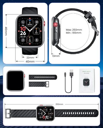 ЕКГ ГАРЯЧИЙ смарт-годинник для чоловіків із серцевим ритмом, кров&39яним тиском 1,97-дюймовий AMOLED сенсорний чорний годинник для здоров&39я з монітором сну, крокоміром, функцією телефону, спортивним годинником, фітнес-годинником, iOS, Android