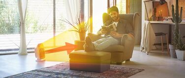 Вертикальний вентилятор-обігрівач De&39Longhi Hva 3220, безшумний, 2 рівні потужності, захист від крапель, термостат, ручка, захист від замерзання, подвійна ізоляція, білий, 2 режими нагріву