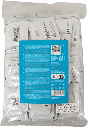 Презервативи Secura Extra Wet 100 - 100 презервативів з екстра-зволоженою структурою для чоловічої контрацепції без гормонів, надзвичайно слизькі