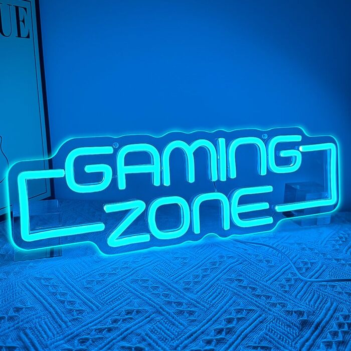 Неонова вивіска Gaming Zone, Неонова вивіска Game Zone для декору кімнати підліткових геймерів, Неонова вивіска з іграми для декору стіни, Світлодіодна неонова вивіска для геймерів, Подарунки для хлопчиків та дітей - A-Gaming zone1