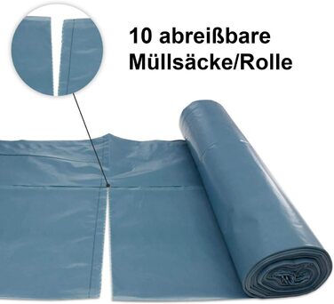 Сині сміттєві пакети з переробленої сировини міцні, міцні, об&39ємом 120 л, тип 100, згорнуті в рулон, 150 шт.