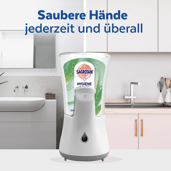 Автоматичний дозатор мила Sagrotan No-Touch White - упаковка для зберігання - в комплекті Sagrotan Aloe Vera - 2 x 250 мл рідкого