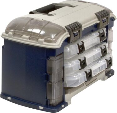 Система рибальських снастей Plano Angled з трьома ящиками для зберігання 3560, для зберігання рибальського приладдя, для зберігання преміального спорядження, бежевий/синій, один розмір