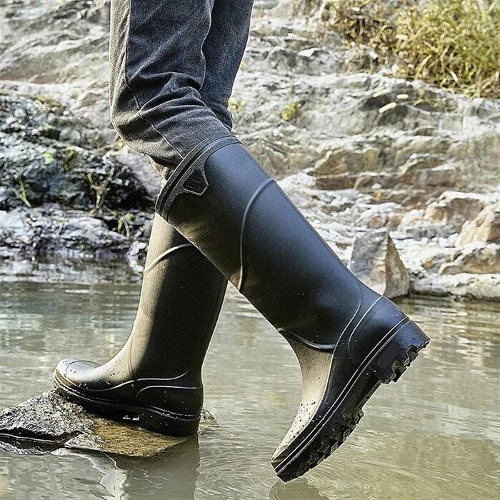 Чоловічі гумові чоботи, гумові чоботи до коліна, вейдерси для активного відпочинку, товсті чоботи до середини ікри для походів, гумові чоботи, до середини ікри, чорні, розмір 42 EU