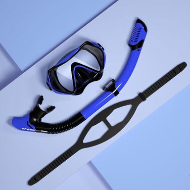 Набір для сноркелінгу JRing для дорослих, маска для дайвінгу та комплект для сухого сноркелінгу, окуляри для плавання із захистом від протікання та запотівання, маска для сноркелінгу, маска для дайвінгу для чоловіків та жінок, чорнийсиній