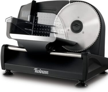 Електричний нарізувач їжі з нержавіючої сталі - Регульований кухонний комбайн від 0 до 15 мм - 2 леза - Нарізка ковбаси - Хліборізка, нарізка шинки, електричний ніж М'ясо та сир