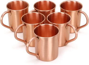 Кружка Zap Impex Moscow Mule, мідна, проста, ідеально підходить для будь-яких охолоджених напоїв, щоб розважитись в барі або вдома. Чудовий подарунковий набір для бару з 6 шт.