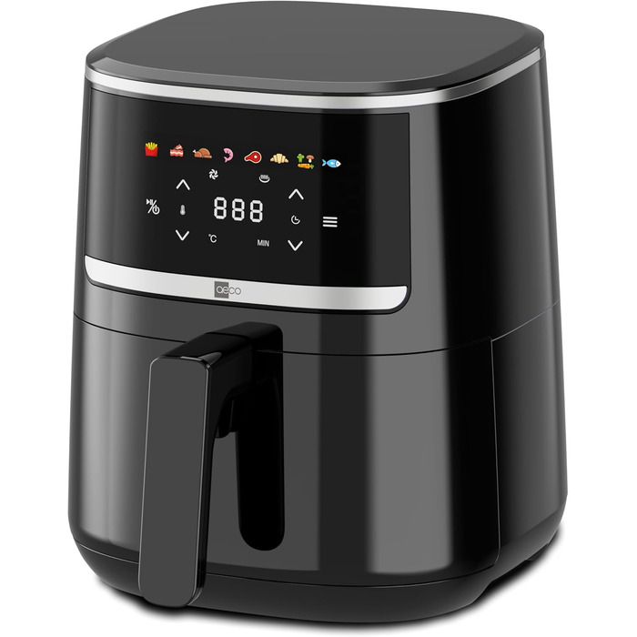 Літра, фритюрниця з цифровим сенсорним дисплеєм, 1500 Вт, регулювання 80-200, 8 програм, включаючи брошуру з рецептами 4,3 літра Компактний (компактний), 4,3