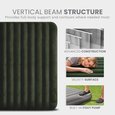 Надувний матрац Intex Dura-Beam Standard Series, портативний, надувний, з вбудованим ножним насосом, розмір Twin, повний з вбудованим ножним насосом