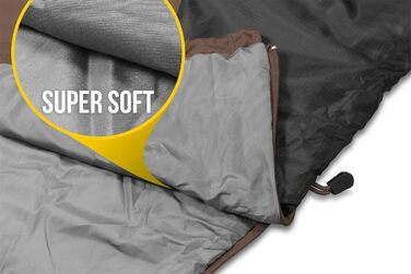 Ультралегкий спальний мішок normani Runty КОМПАКТНИЙ РОЗМІР Наповнювач з 3D мікрофібри Microtech, водонепроникний літній спальний мішок коричневого кольору 210 см x 75 см x 60 см (правий)