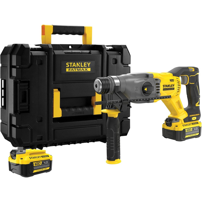 Акумуляторний комбінований перфоратор Stanley FatMax 18 В SDS-plus SFMCH900M22 (4,0 Ач, енергія удару 2,0 Дж, безщітковий двигун,