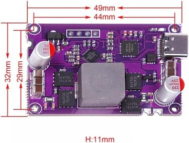 Модуль швидкої зарядки PD, високопродуктивний двосторонній модуль швидкої зарядки PD потужністю 120 Вт, двосторонній понижувальний підсилювач для зарядного пристрою для літієвих акумуляторів 4s 12V-16.8V