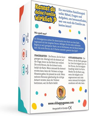 Чи дійсно ви знаєте свою сім'ю Божевільна сімейна гра, сповнена вікторин та завдань, щоб з'ясувати, хто знає сім'ю найкраще Найпопулярніша гра для об'єднаних сімей німецька