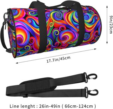 Спортивна сумка для подорожей, з принтом метеликів та веселки, чорна, універсальний розмір