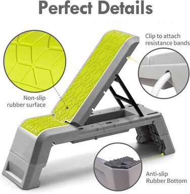 Багатофункціональна аеробна дека з шнуровою платформою для тренувань Регульована лава для гантелей Велотренажерна лава Професійне фітнес-обладнання для домашнього тренажерного залу Зелений