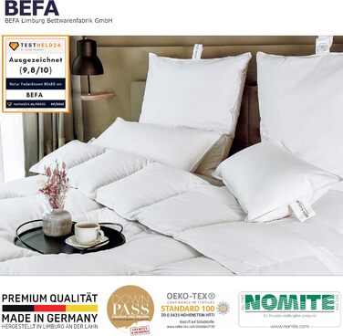 Подушка BEFA NATUR з пір&39я 40x80 см надзвичайно жорстка Подушка 100 пір&39я Вага наповнювача 1500 г Гіпоалергенна (NOMITE) Сертифікована для тварин (DOWNPASS) Oeko-TEX Клас 1 Зроблено в Німеччині 40x80 см