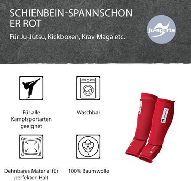 Щитові щитки Ju-Sports для кікбоксингу та інших бойових мистецтв, червоні - 100 бавовна, еластичні та пральні