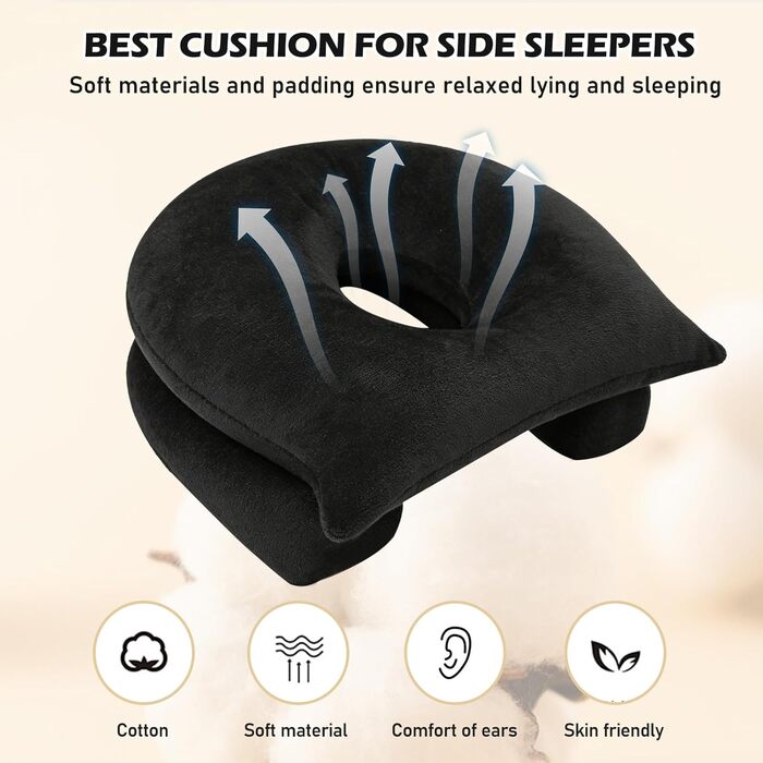 Подушка для пірсингу з отвором, подушка для пірсингу вуха у формі пончика 35 * 32 * 15 см, пончик для тих, хто спить на боці, подушка для пірсингу, збільшена висота наповнення для полегшення болю в вухах для дітей та дорослих