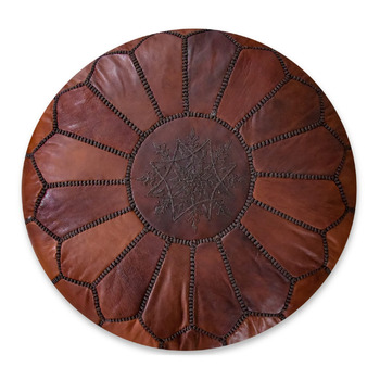Пуфи та подушки Марокканський пуф з натуральної шкіри - Ручна робота - Доставка з наповнювачем - Оттоманка, Крісло-мішок, Пуф для ніг, Пуф (Корічно-коричневий)