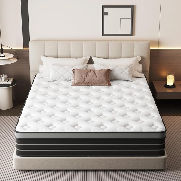 Матрац 90x200 см для пружинного ліжка, рівень жорсткості H3, підходить для дітей та дорослих, сертифікований Oeko-Tex, ергономічний 7-зонний матрац, висота 20 см, односпальний (90x200 см)