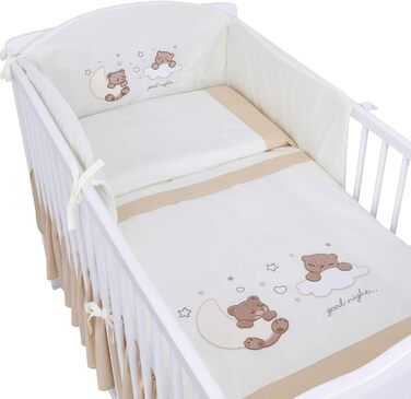 Комплект дитячого ліжка Generic Baby Deluxe, що трансформується в дитяче ліжко, 140x70 см, білий, з шухлядою, матрацом, багатопредметний комплект постільної білизни, Jack (Dreamland Beige)