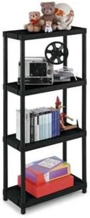 Побутовий стелаж Kreher XL, пластиковий стелаж, полиця для зберігання, 4 полиці, чорний. Максимальне навантаження 100 кг. 60 x 30 x 132 В см. Сертифіковано TV Rheinland.