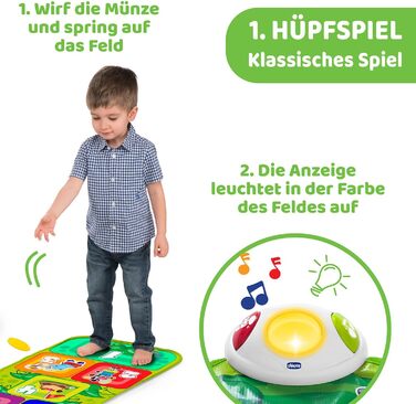 Електронний килимок для стрибків Chicco Jump & Fit, Інтерактивна гра зі світлом і звуком, Музичний килимок для дому, 2 режими гри,