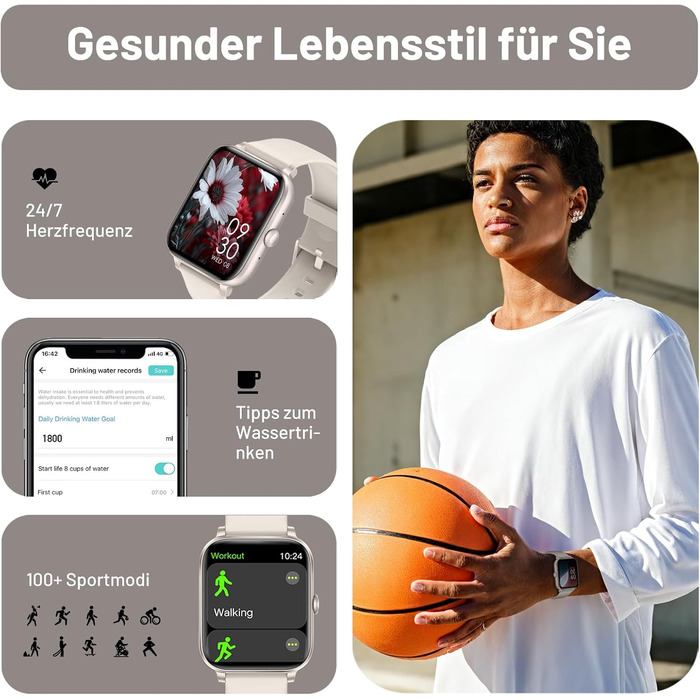 Розумний годинник ASWEE для чоловіків та жінок із Bluetooth-дзвінками, 1,83-дюймовий HD-фітнес-годинник, 123 спортивних режимів, фітнес-трекер із крокоміром, водонепроникність IP67 для Android та iOS, подарунки на День святого Валентина, зоряне сяйво