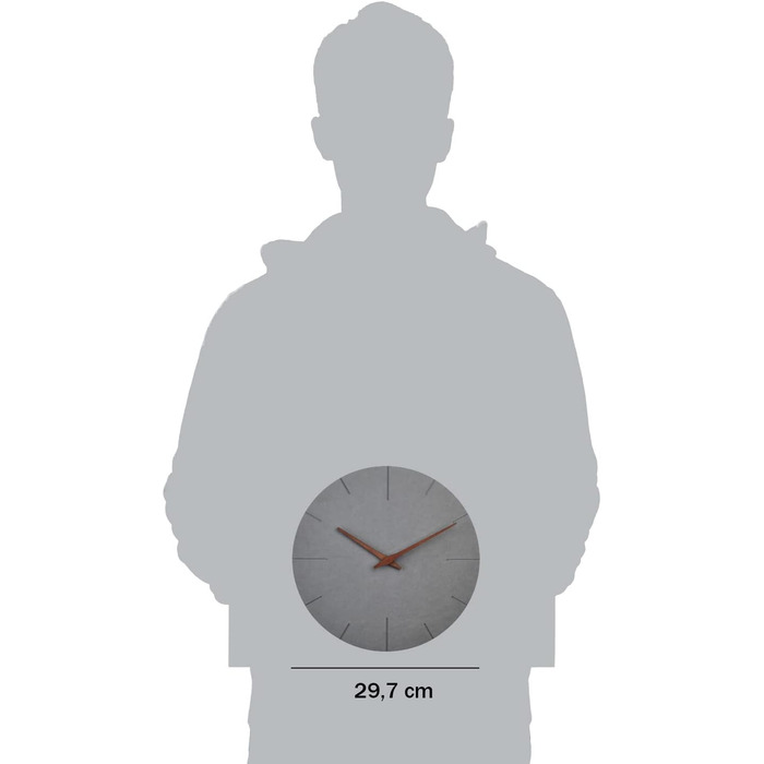Настінний годинник TFA Dostmann Modern під бетон, 60.3071.10, з безшумним механізмом з МДФ, стильна прикраса для дому, годинник дл