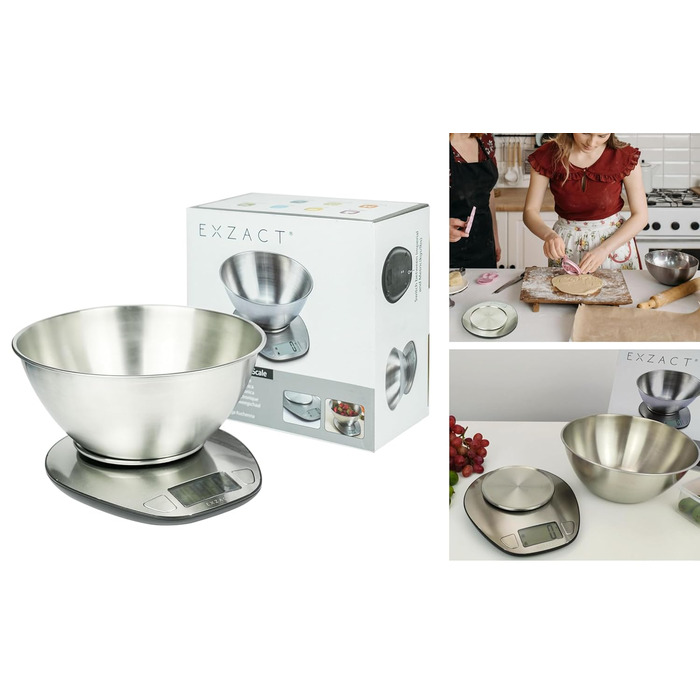 Цифрові кухонні ваги EXZACT з нержавіючої сталі - електронні кухонні ваги зі знімною чашею для випікання та приготування їжі - фун