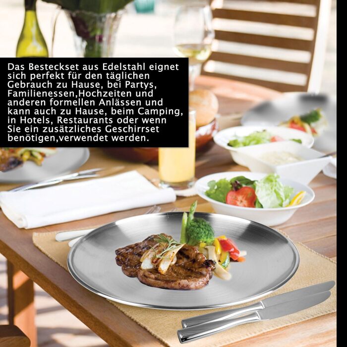 Набір столових приборів для кемпінгу на 4 особи, набір тарілок та столових приборів для пікніка з 20 предметів, портативний посуд, комбінація столових приборів з нержавіючої сталі з сумкою-органайзером, багаторазовий, міцний