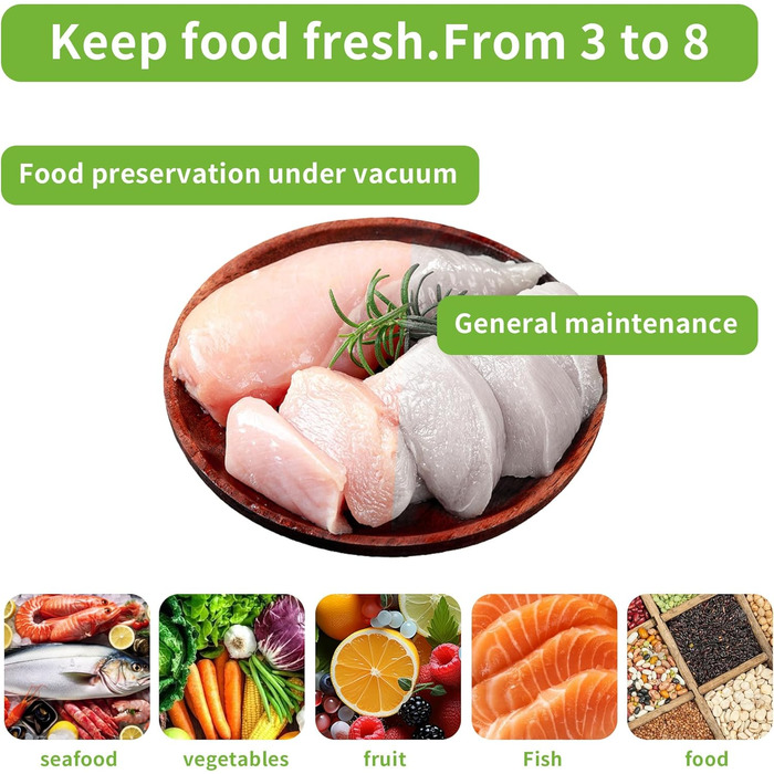 Вакуумний пакувальник Tallgoo Bag 9 рулонів вакуумної плівки для упаковки, вакуумний пакет для їжі, міцний і стійкий до розриву, без BPA, термозбіжна плівка для вакуумного пакувальника для всіх вакуумних пакувальників, киплячий і су-від, 15/20/28 x 300 см
