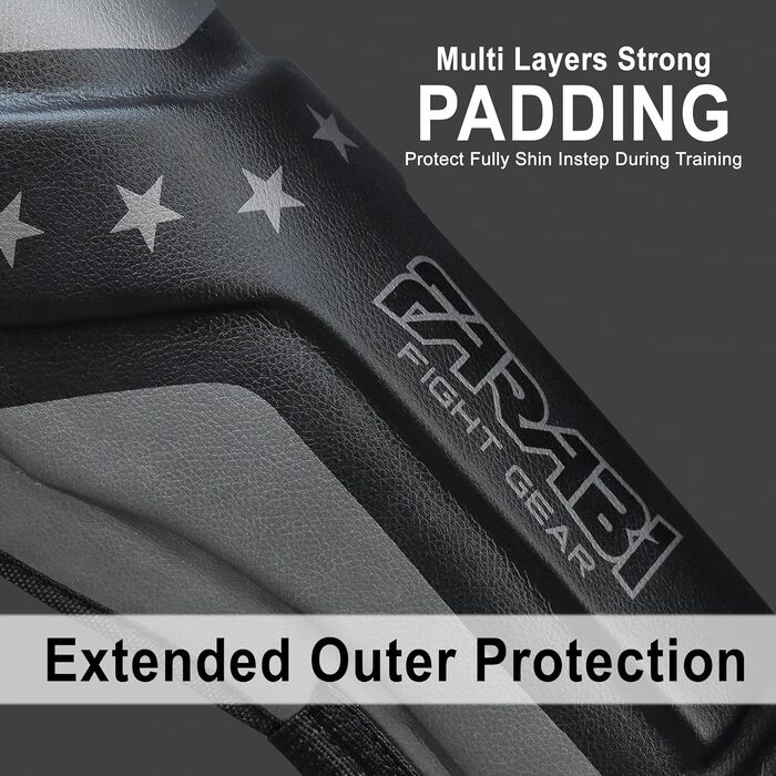 Щитки для гомілок Farabi Sports для дітей, кікбоксингу, ММА, муай-тай захист гомілки для тренувань, спарингу, боксерського спорядження та бойових мистецтв, дитячі, чорні