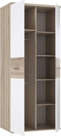 Гардероб Forte WINNIE 80, сучасна шафа, дитяча шафа, спальня, скандинавський стиль, 2-дверна, декор дуба сонома/білий, 80 см завширшки x 189 см заввишки x 53 см завглибшки