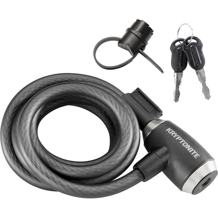 Трос замка для велосипеда Kryptonite KryptoFlex, довжина 60 см/182 см/3 м, товщина 12 мм, плетений сталевий трос з високим опором, протиугінний замок для спорядження для активного відпочинку, ключ від 15