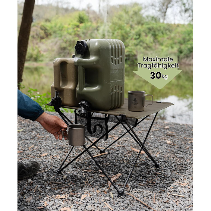 Складаний кемпінговий стіл OneTigris CAMPMATE, маленький складаний стіл, надлегкий портативний вуличний стіл, складний стіл, вантажопідйомність до 30 кг для використання на свіжому повітрі, походи, зелений рейнджер