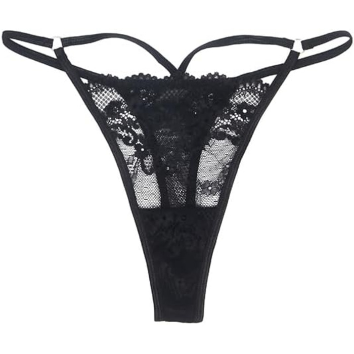 Сексуальні стрінги для жінок, мереживо великих розмірів, міні-струни, тонкі прозорі еротичні трусики, білизна, жіноча нижня білизна, пишні стрінги, T-подібне зображення, бікіні з низькою талією, хіпстерські чорні, розмір S